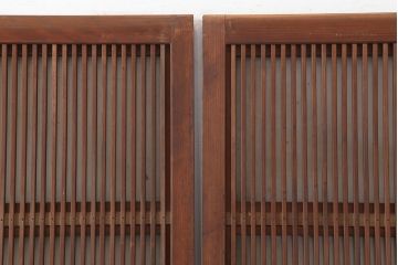 アンティーク建具　昭和初期　裏ガラス付き　腰板欅(ケヤキ)材　格子戸4枚セット(建具、引き戸)(R-036800)