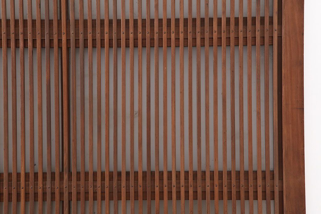 アンティーク建具　昭和初期　裏ガラス付き　腰板欅(ケヤキ)材　格子戸4枚セット(建具、引き戸)(R-036800)