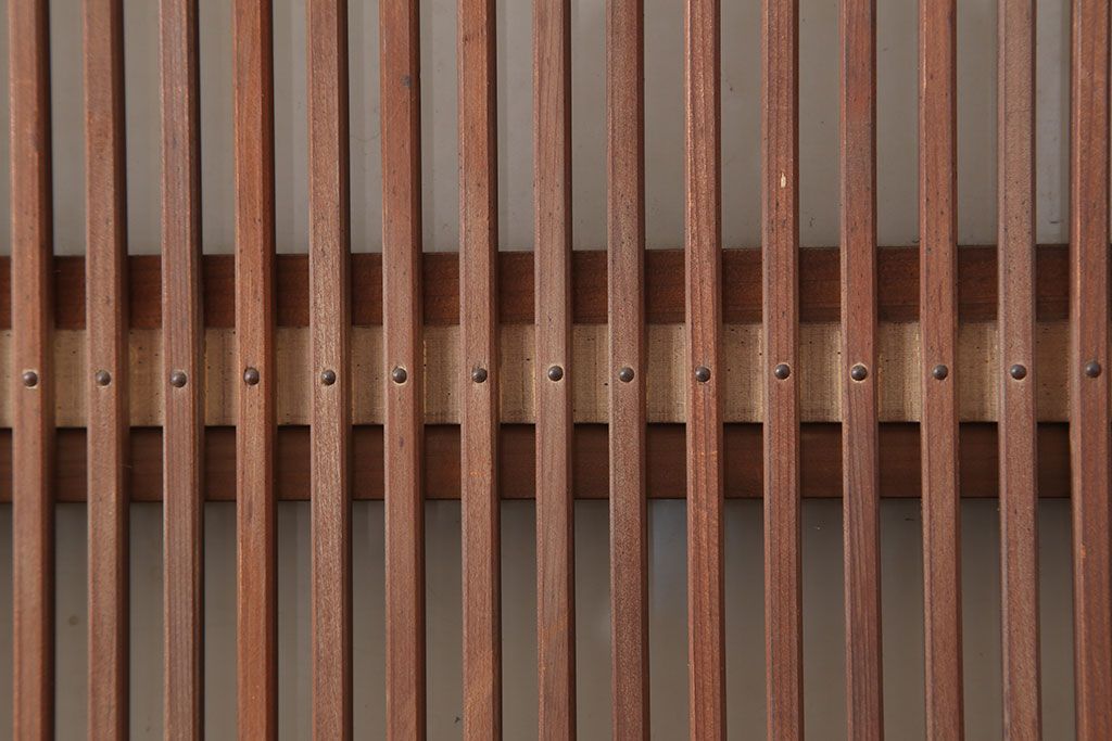 アンティーク建具　昭和初期　裏ガラス付き　腰板欅(ケヤキ)材　格子戸4枚セット(建具、引き戸)(R-036800)