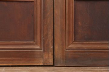 アンティーク建具　昭和初期　裏ガラス付き　腰板欅(ケヤキ)材　格子戸4枚セット(建具、引き戸)(R-036800)