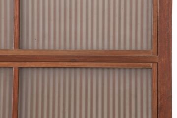 アンティーク建具　昭和初期　裏ガラス付き　腰板欅(ケヤキ)材　格子戸4枚セット(建具、引き戸)(R-036800)