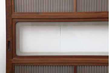 アンティーク建具　昭和初期　裏ガラス付き　腰板欅(ケヤキ)材　格子戸4枚セット(建具、引き戸)(R-036800)