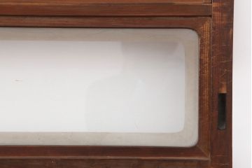 アンティーク建具　昭和初期　裏ガラス付き　腰板欅(ケヤキ)材　格子戸4枚セット(建具、引き戸)(R-036800)