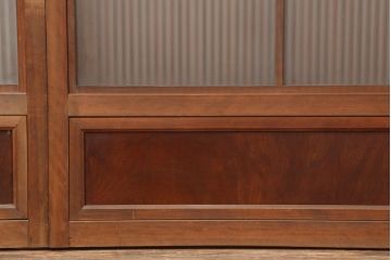 アンティーク建具　昭和初期　裏ガラス付き　腰板欅(ケヤキ)材　格子戸4枚セット(建具、引き戸)(R-036800)