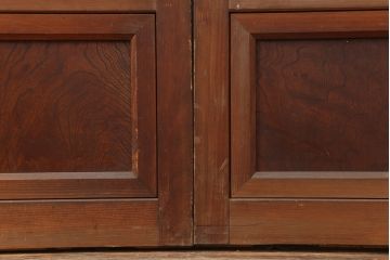 アンティーク建具　昭和初期　裏ガラス付き　腰板欅(ケヤキ)材　格子戸4枚セット(建具、引き戸)(R-036800)