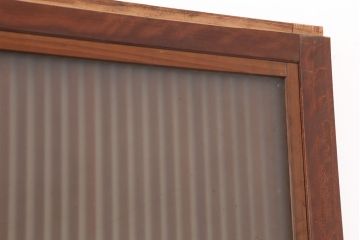 アンティーク建具　昭和初期　裏ガラス付き　腰板欅(ケヤキ)材　格子戸4枚セット(建具、引き戸)(R-036800)