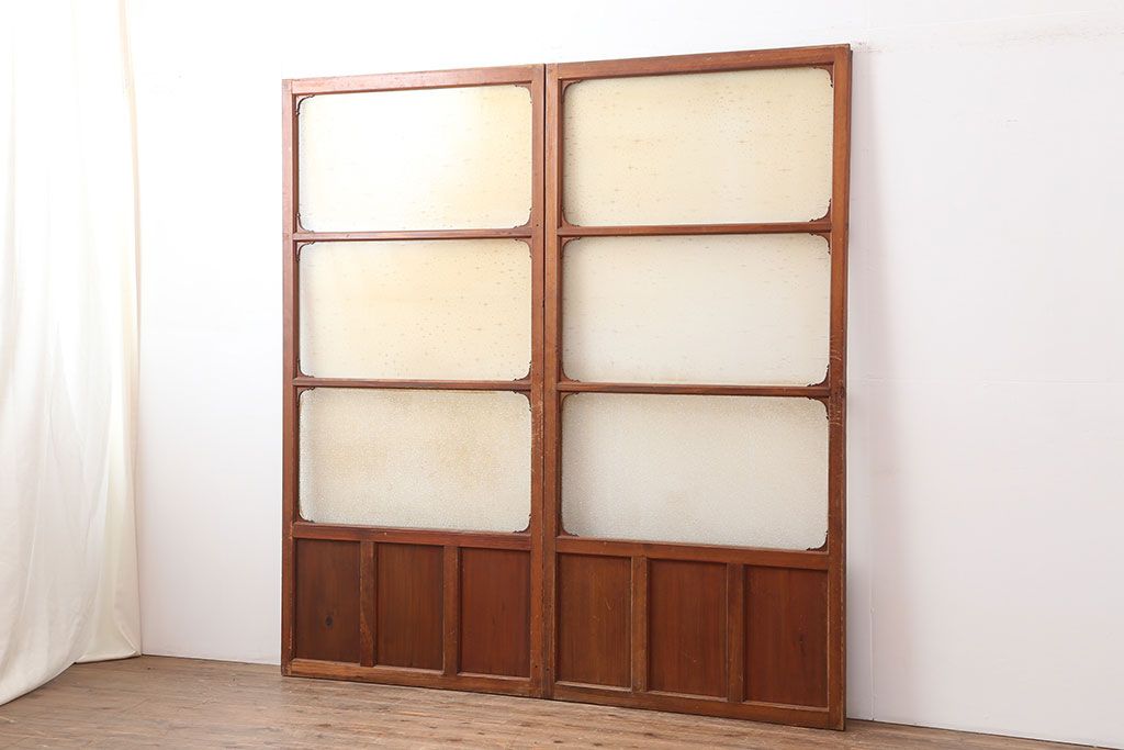 引取のみ 古民家 初出し ガラス引戸 硝子 ガラス戸 建具 引き戸 アンティーク 引取のみ 古民家 初出し 古いガラス引戸 1対 硝子 建具 引き戸