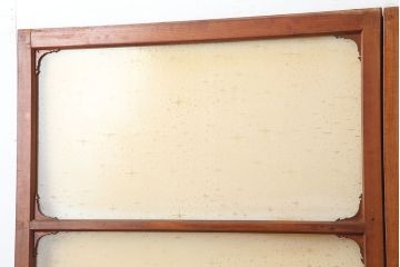 アンティーク建具　木味が魅力のレトロなガラス戸2枚セット　(R-036801)