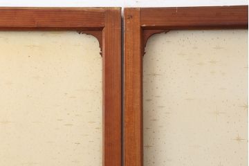 アンティーク建具　木味が魅力のレトロなガラス戸2枚セット　(R-036801)