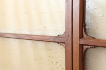 アンティーク建具　木味が魅力のレトロなガラス戸2枚セット　(R-036801)