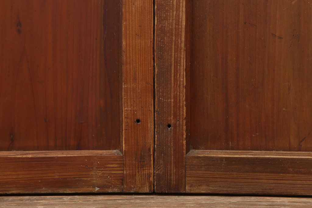 アンティーク建具　木味が魅力のレトロなガラス戸2枚セット　(R-036801)