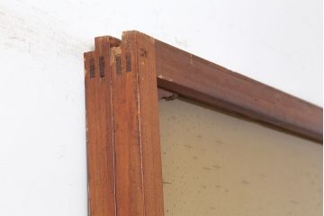 アンティーク建具　木味が魅力のレトロなガラス戸2枚セット　(R-036801)