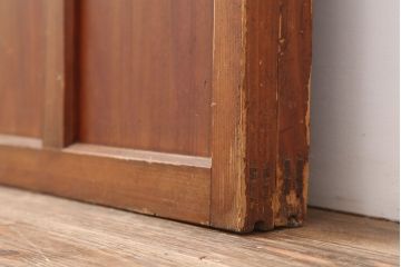アンティーク建具　木味が魅力のレトロなガラス戸2枚セット　(R-036801)