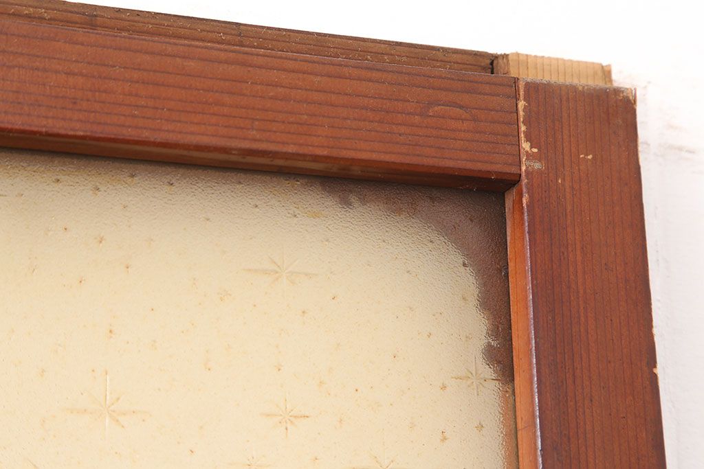 アンティーク建具　木味が魅力のレトロなガラス戸2枚セット　(R-036801)