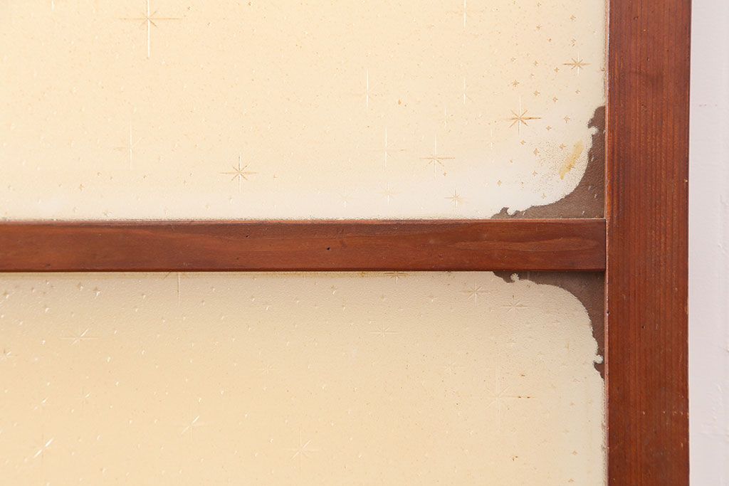 アンティーク建具　木味が魅力のレトロなガラス戸2枚セット　(R-036801)