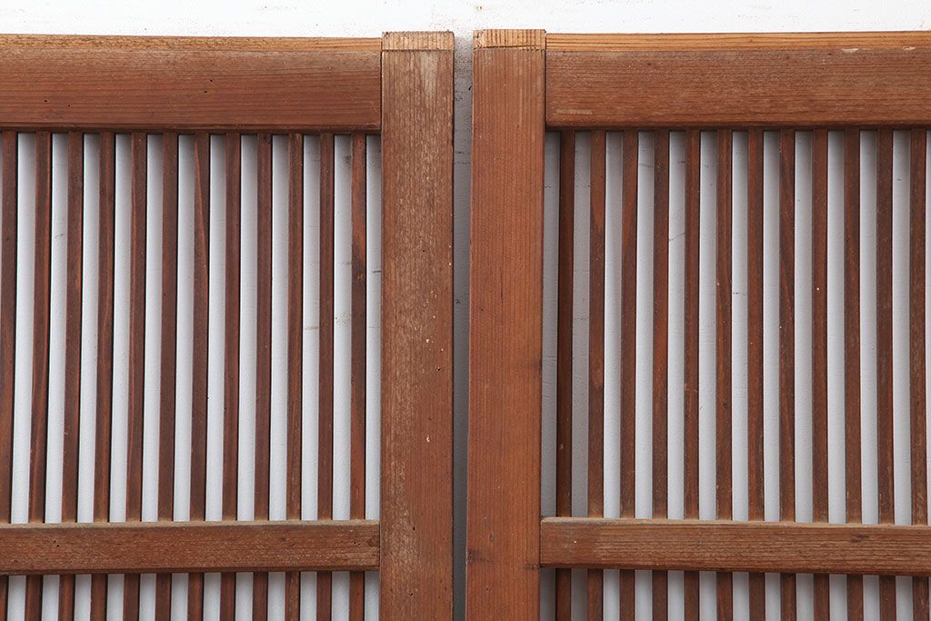 アンティーク建具 昭和初期 上品な和の空間づくりにおすすめな格子戸2枚セット(建具、引き戸)(R-036803)
