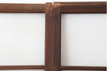 アンティーク建具　木味が魅力のレトロなガラス戸2枚セット(建具、引き戸)(R-036805)