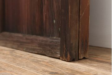 アンティーク建具　木味が魅力のレトロなガラス戸2枚セット(建具、引き戸)(R-036805)
