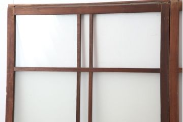 アンティーク建具　木味が魅力のレトロなガラス戸2枚セット(建具、引き戸)(R-036805)