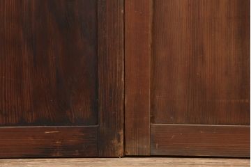 アンティーク建具　木味が魅力のレトロなガラス戸2枚セット(建具、引き戸)(R-036805)