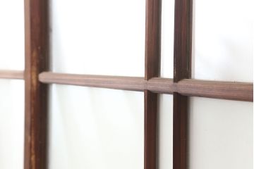 アンティーク建具　木味が魅力のレトロなガラス戸2枚セット(建具、引き戸)(R-036805)