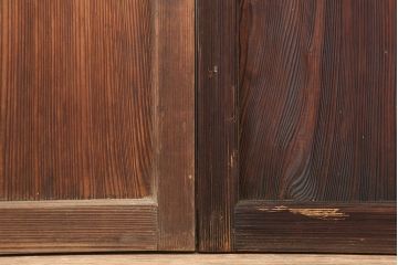 アンティーク建具　木味が魅力のレトロなガラス戸2枚セット(建具、引き戸)(R-036805)