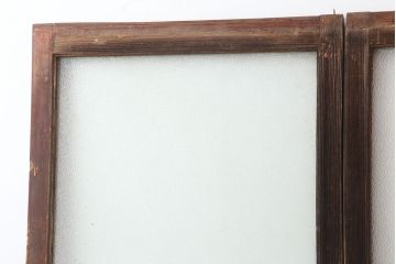 アンティーク建具　昭和初期　細身サイズ　ダイヤガラスが趣漂わせる引き戸2枚セット(建具、ガラス戸)(R-036806)