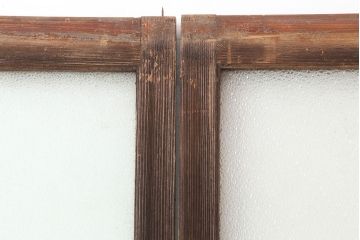 アンティーク建具　昭和初期　細身サイズ　ダイヤガラスが趣漂わせる引き戸2枚セット(建具、ガラス戸)(R-036806)