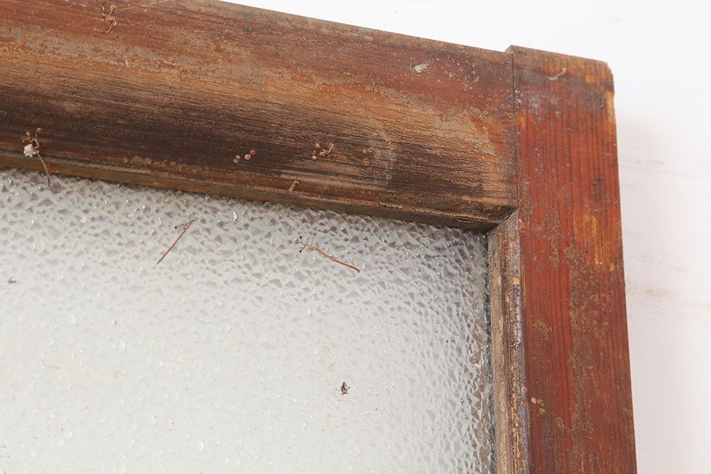 アンティーク建具　昭和初期　細身サイズ　ダイヤガラスが趣漂わせる引き戸2枚セット(建具、ガラス戸)(R-036806)