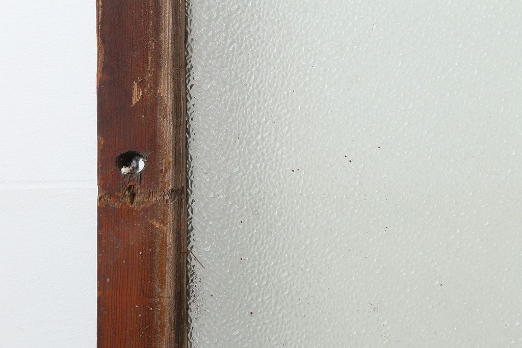 アンティーク建具　昭和初期　細身サイズ　ダイヤガラスが趣漂わせる引き戸2枚セット(建具、ガラス戸)(R-036806)
