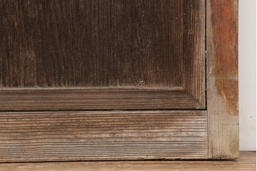 アンティーク建具　昭和初期　細身サイズ　ダイヤガラスが趣漂わせる引き戸2枚セット(建具、ガラス戸)(R-036806)