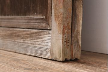 アンティーク建具　昭和初期　細身サイズ　ダイヤガラスが趣漂わせる引き戸2枚セット(建具、ガラス戸)(R-036806)