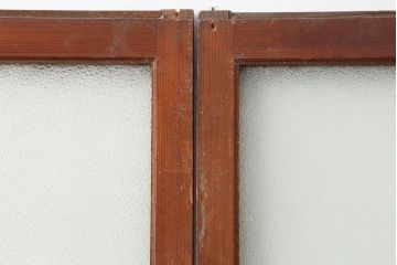 アンティーク建具　昭和初期　細身サイズ　ダイヤガラスが趣漂わせる引き戸2枚セット(建具、ガラス戸)(R-036806)