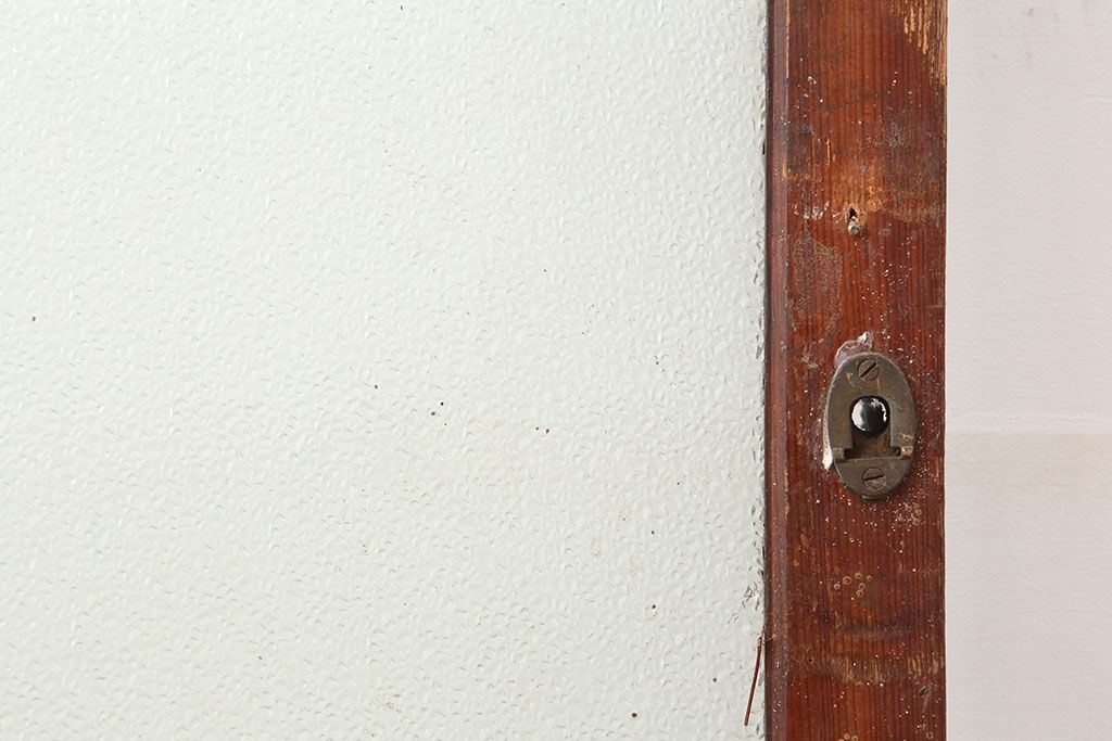 アンティーク建具　昭和初期　細身サイズ　ダイヤガラスが趣漂わせる引き戸2枚セット(建具、ガラス戸)(R-036806)