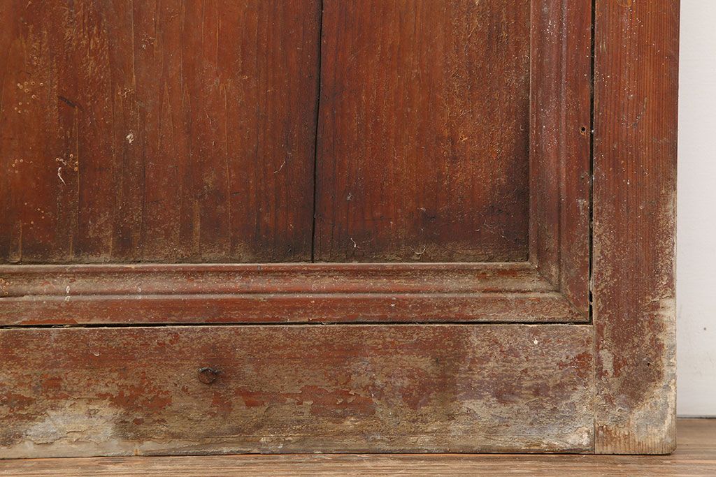 アンティーク建具　昭和初期　細身サイズ　ダイヤガラスが趣漂わせる引き戸2枚セット(建具、ガラス戸)(R-036806)