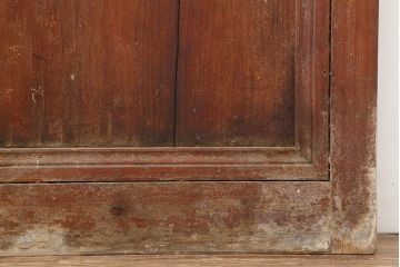 アンティーク建具　昭和初期　細身サイズ　ダイヤガラスが趣漂わせる引き戸2枚セット(建具、ガラス戸)(R-036806)