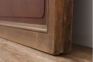 アンティーク建具　裏障子付き　腰板ケヤキ材　上品な和の空間づくりにおすすめな格子戸2枚セット(建具、引き戸)(R-036811)