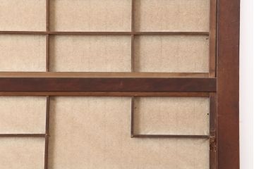 アンティーク建具　裏障子付き　腰板ケヤキ材　上品な和の空間づくりにおすすめな格子戸2枚セット(建具、引き戸)(R-036811)
