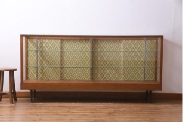 ビンテージ家具　ペイント　レトロな雰囲気がお洒落なガラスケース(ショーケース、陳列棚、ヴィンテージ)