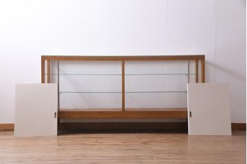 ビンテージ家具　ペイント　レトロな雰囲気がお洒落なガラスケース(ショーケース、陳列棚、ヴィンテージ)