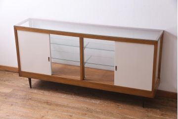 ビンテージ家具　ペイント　レトロな雰囲気がお洒落なガラスケース(ショーケース、陳列棚、ヴィンテージ)