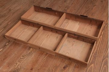 アンティーク家具　明治期　三方ケヤキ材　激レア!趣溢れる引き出し付き置き床(置床、ローボード)(R-036821)