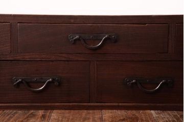 アンティーク家具　明治期　三方ケヤキ材　激レア!趣溢れる引き出し付き置き床(置床、ローボード)(R-036821)