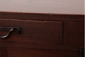 アンティーク家具　明治期　三方ケヤキ材　激レア!趣溢れる引き出し付き置き床(置床、ローボード)(R-036821)