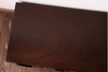 アンティーク家具　総ケヤキ材　天板一枚板　和の風情あふれる上質な両袖文机(両袖机、帳場机)