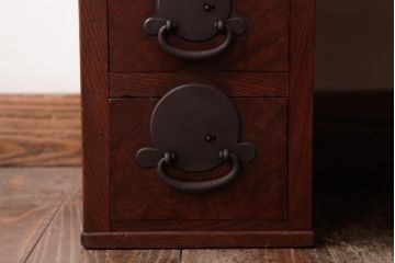 アンティーク家具　総ケヤキ材　天板一枚板　和の風情あふれる上質な両袖文机(両袖机、帳場机)