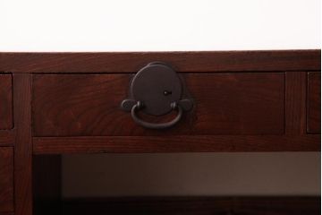 アンティーク家具　総ケヤキ材　天板一枚板　和の風情あふれる上質な両袖文机(両袖机、帳場机)