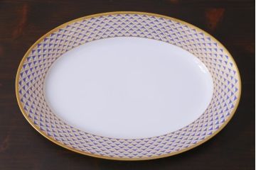 イタリア　Richard Ginori(リチャードジノリ)　インペロ・ダイヤモンド　オーバルプレート(大皿、洋食器)(R-036829)