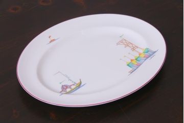 イタリア　Richard Ginori(リチャードジノリ)　船のマーク　オーバルプレート(大皿、洋食器)(R-036830)