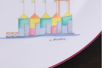 イタリア　Richard Ginori(リチャードジノリ)　船のマーク　オーバルプレート(大皿、洋食器)(R-036830)